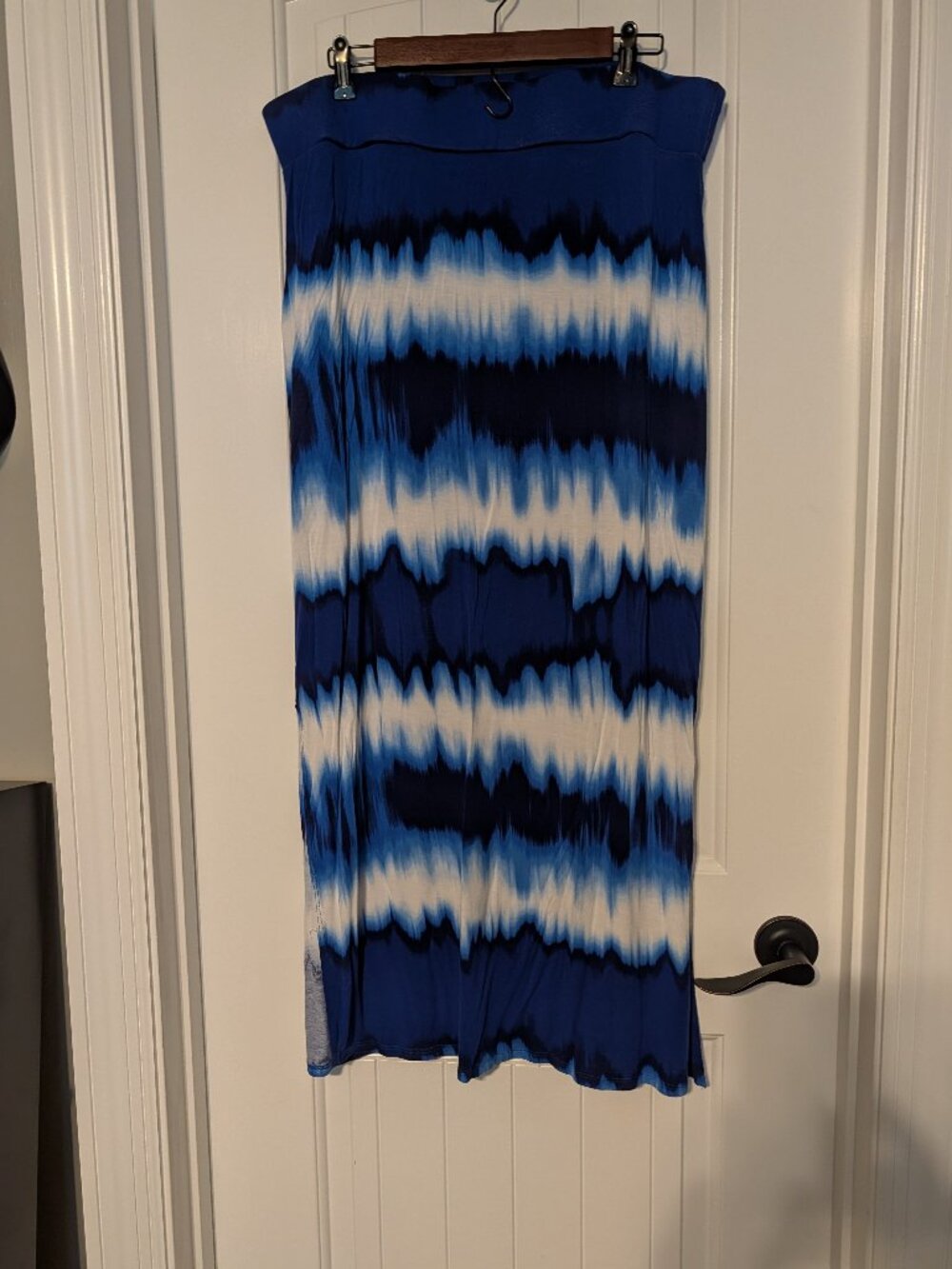 a.n.a Navy Blue and White Tie Dye Maxi Skirt - Size XL